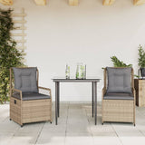 vidaXL 3-delige Tuinset met kussens poly rattan zwart