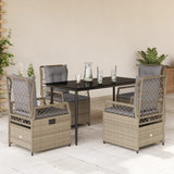 vidaXL 3-delige Tuinset met kussens poly rattan zwart