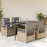vidaXL 3-delige Tuinset met kussens poly rattan zwart
