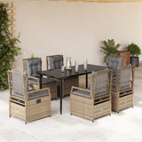 vidaXL 3-delige Tuinset met kussens poly rattan zwart
