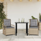 vidaXL 3-delige Tuinset met kussens poly rattan zwart