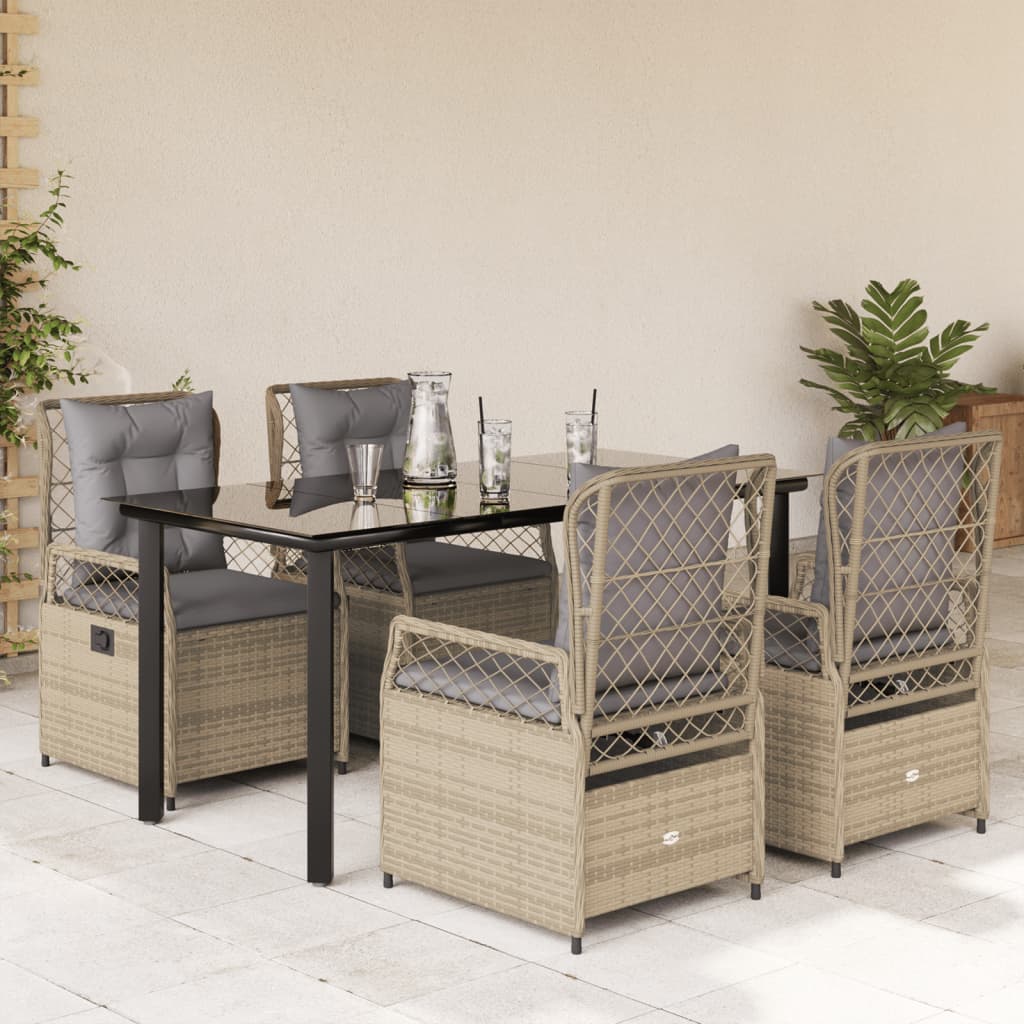 vidaXL 3-delige Tuinset met kussens poly rattan zwart