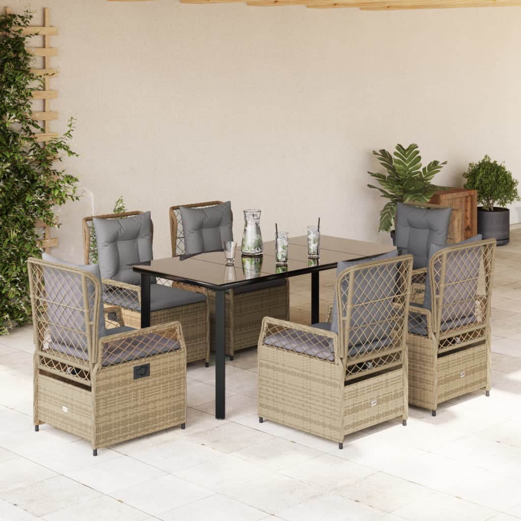 vidaXL 3-delige Tuinset met kussens poly rattan zwart