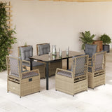 vidaXL 3-delige Tuinset met kussens poly rattan zwart