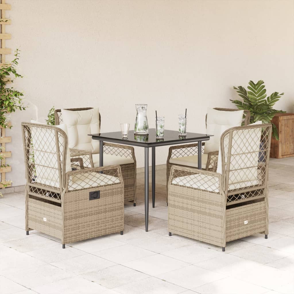 vidaXL 3-delige Tuinset met kussens poly rattan zwart
