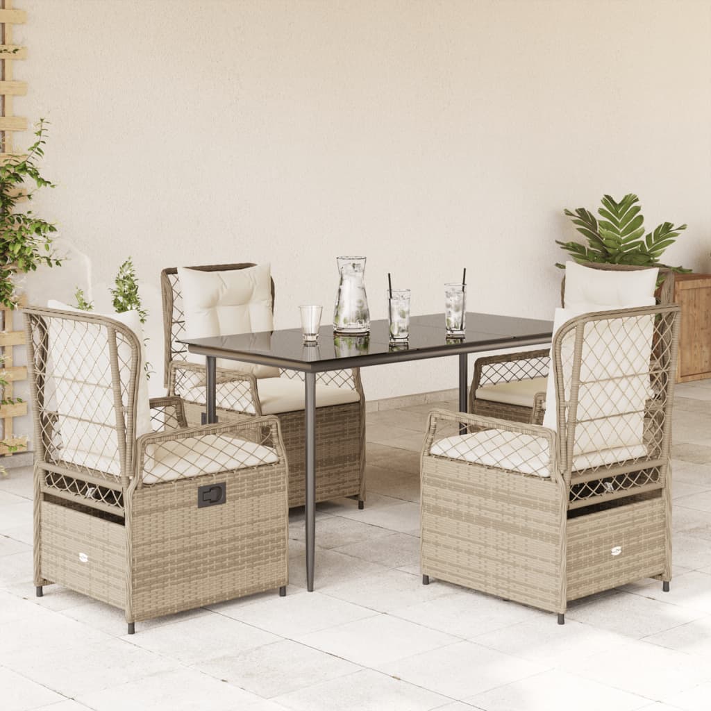 vidaXL 3-delige Tuinset met kussens poly rattan zwart