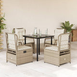vidaXL 3-delige Tuinset met kussens poly rattan zwart