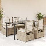 vidaXL 3-delige Tuinset met kussens poly rattan zwart