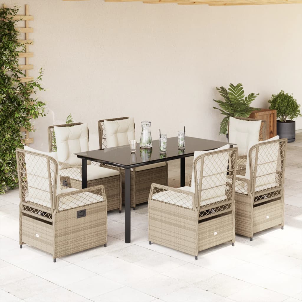 vidaXL 3-delige Tuinset met kussens poly rattan zwart