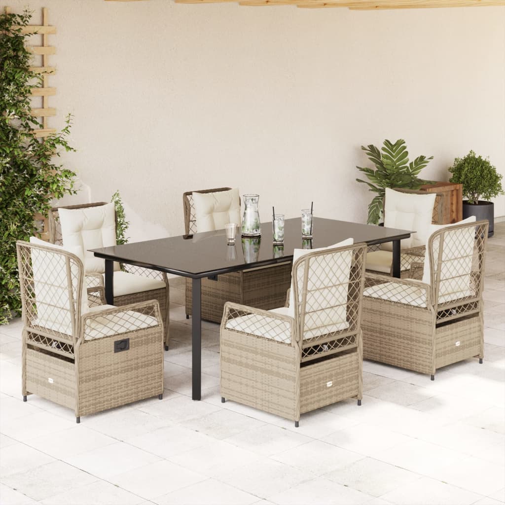 vidaXL 3-delige Tuinset met kussens poly rattan zwart