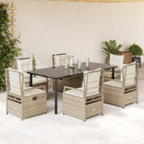 vidaXL 3-delige Tuinset met kussens poly rattan zwart