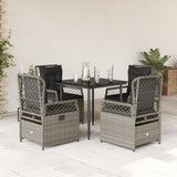 vidaXL 3-delige Tuinset met kussens poly rattan zwart