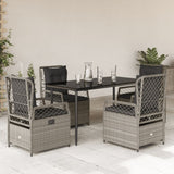 vidaXL 3-delige Tuinset met kussens poly rattan zwart