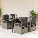 vidaXL 3-delige Tuinset met kussens poly rattan zwart