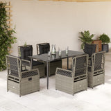 vidaXL 3-delige Tuinset met kussens poly rattan zwart