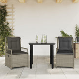 vidaXL 3-delige Tuinset met kussens poly rattan zwart