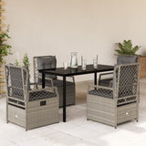 vidaXL 3-delige Tuinset met kussens poly rattan zwart