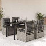 vidaXL 3-delige Tuinset met kussens poly rattan zwart