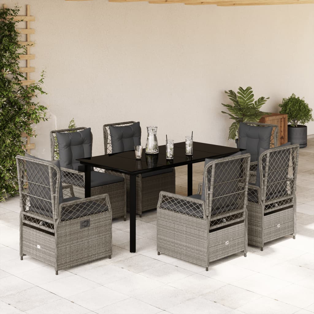 vidaXL 3-delige Tuinset met kussens poly rattan zwart