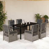 vidaXL 3-delige Tuinset met kussens poly rattan zwart