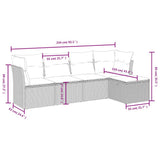 vidaXL 5-delige Loungeset met kussens poly rattan zwart