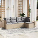vidaXL 5-delige Loungeset met kussens poly rattan zwart