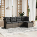 vidaXL 5-delige Loungeset met kussens poly rattan zwart