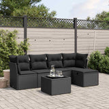 vidaXL 5-delige Loungeset met kussens poly rattan zwart