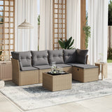 vidaXL 5-delige Loungeset met kussens poly rattan zwart