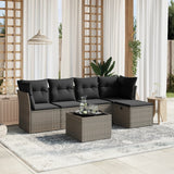 vidaXL 5-delige Loungeset met kussens poly rattan zwart