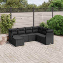 vidaXL 7-Piece Lounge Set with Cushions Poly Rattan Black
