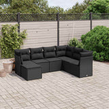 vidaXL 7-Piece Lounge Set with Cushions Poly Rattan Black