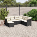 vidaXL 7-Piece Lounge Set with Cushions Poly Rattan Black