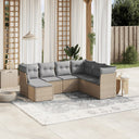 vidaXL 7-Piece Lounge Set with Cushions Poly Rattan Black