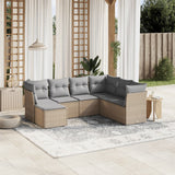 vidaXL 7-Piece Lounge Set with Cushions Poly Rattan Black