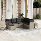 vidaXL 7-Piece Lounge Set with Cushions Poly Rattan Black