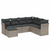 vidaXL 7-Piece Lounge Set with Cushions Poly Rattan Black