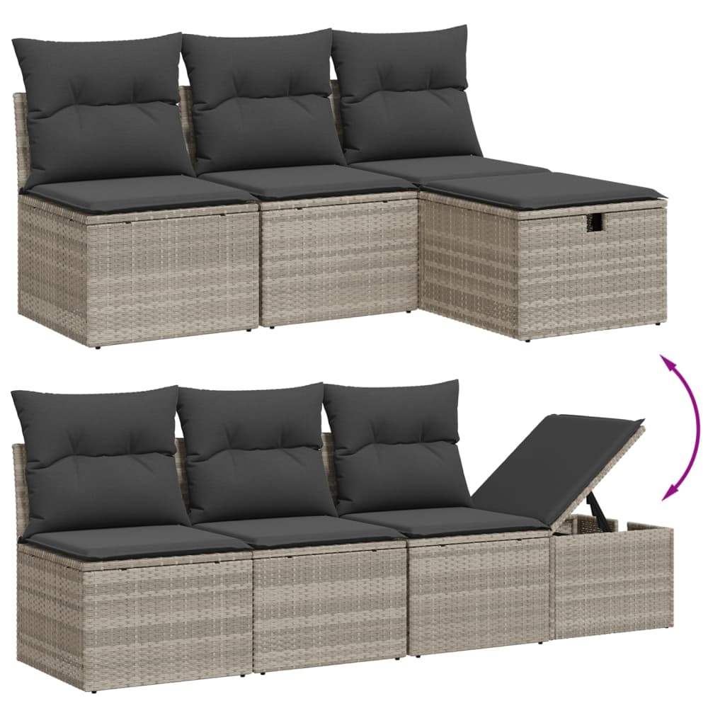vidaXL 7-Piece Lounge Set with Cushions Poly Rattan Black