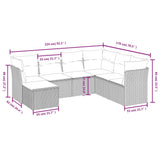 vidaXL 7-Piece Lounge Set with Cushions Poly Rattan Black