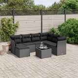 vidaXL 7-Piece Lounge Set with Cushions Poly Rattan Black