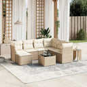 vidaXL 7-Piece Lounge Set with Cushions Poly Rattan Black
