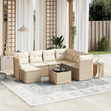 vidaXL 7-Piece Lounge Set with Cushions Poly Rattan Black
