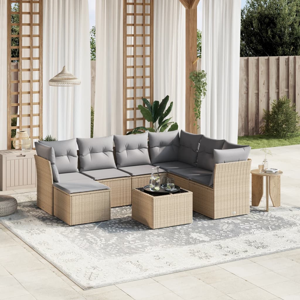 vidaXL 7-Piece Lounge Set with Cushions Poly Rattan Black