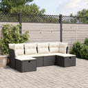 vidaXL 6-delige Loungeset met kussens poly rattan zwart