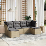 vidaXL 6-delige Loungeset met kussens poly rattan zwart