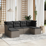 vidaXL 6-delige Loungeset met kussens poly rattan zwart