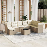vidaXL 8-delige Loungeset met kussens poly rattan zwart