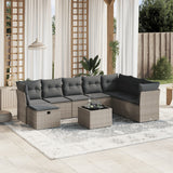 vidaXL 8-delige Loungeset met kussens poly rattan zwart