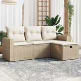 vidaXL 4-delige Loungeset met kussens poly rattan zwart