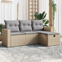 vidaXL 4-delige Loungeset met kussens poly rattan zwart